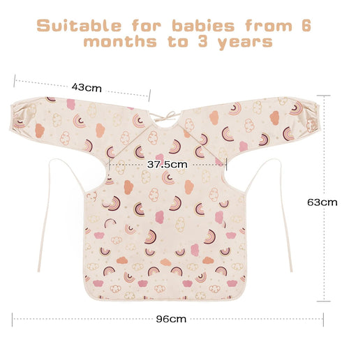 Vicloon Coverall Baby Feeding Bib, Weaning Bib Attaches to Highchair and Table, Long Sleeves Bib with Waterproof, Comfortable,Machine Washable, Ba...