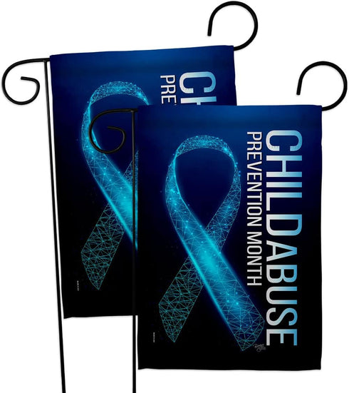 Breeze Decor Prevention Child Abuse Garden Flag 2pcs Pack Support Awareness Inspirational Survivor Ribbon Cancer Autism Breast BLM House Decoratio...