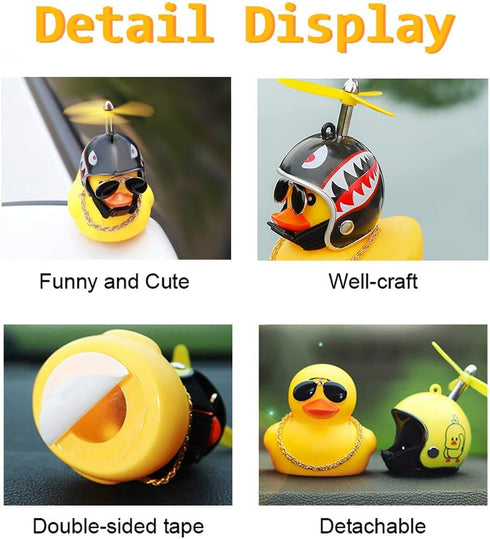 wonuu Rubber Duck Car Ornaments Yellow Duck Car Dashboard Decorations with Propeller Helmet...