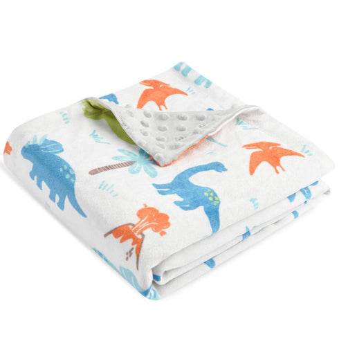 HOMRITAR Baby Blanket for Kids Super Soft Minky Blanket with Dotted Backing, Dinosaurs Multicolor Printed for Toddlers Nursery 30 x 40 inch (75 x ...