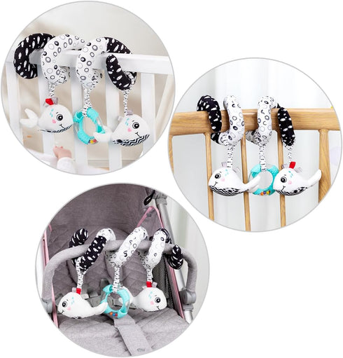 Spiral Car Seat & Stroller Activity Toy - Black White Infants Plush Toys for Ages 0 Months and Up - Hanging Toys Sensory Toys Newborn Plush Activi...