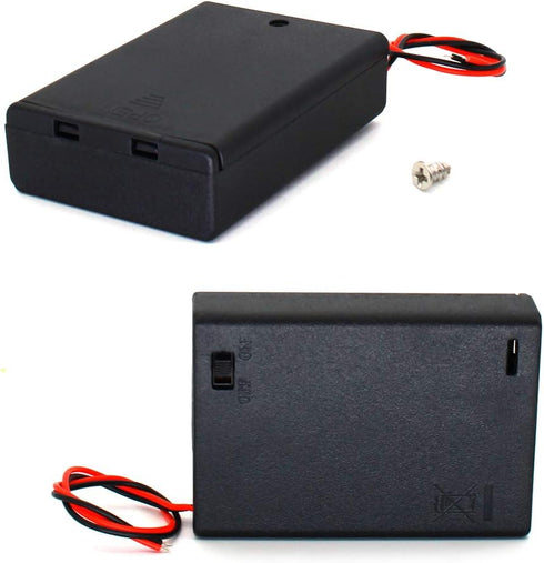 OLIREXD 5 Pack 3AA 3Slots x 1.5V AA Battery Holder with ON/Off Switch Battery Holder Case Storage Box with Wire Leads Screw Cap Case Back Cover...