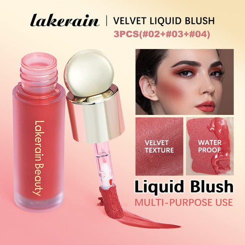 3 Pcs Soft Liquid Blush, Beauty Makeup for Long-Lasting, Natural Skin Tint, Moisturizing Face Stick for Cheek, Matte Finish Looking(#02Happy+#03Ho...