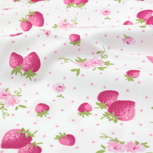 Hanjunzhao Strawberry Fabric by The Yard, Strawberries on White Background, Cotton Fabric for Clothing Sewing and Arts Crafts, 39 by 63-inch (1.09...