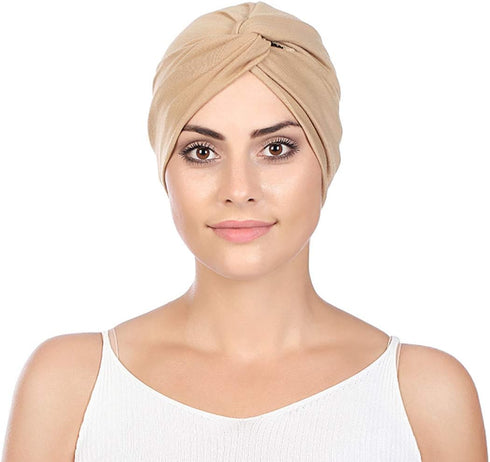 ® 3 Pieces Turbans for Women Soft Pre Tied Knot Fashion Pleated Cancer Turban Cap Chemo Headwrap Sleep Hat...