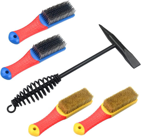 10.6 oz 300g Spring Handle Welding Chipping Hammer with 2 pack Nylon Clean Brush and 2 packs Steel Wire Brush 5 in 1 Kit...