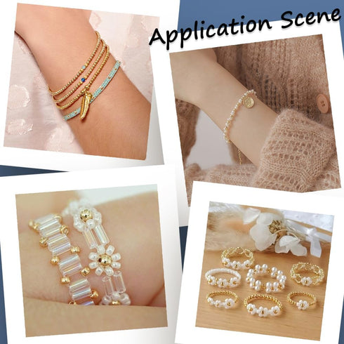 SUNNYCLUE 1 Box 250Pcs 5 Sizes Stainless Steel Beads Bulk 2mm 3mm 4mm 5mm 6mm Gold Spacers Bead Round Ball Bead Golden Rondelle Metal Loose Spacer...