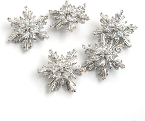 5pc/lot Luxury crystal buttons for clothes Cubic zircon button for coat Decorative CZ sewing Silver buttons for cashmere cardigan (29mm/1.14")...