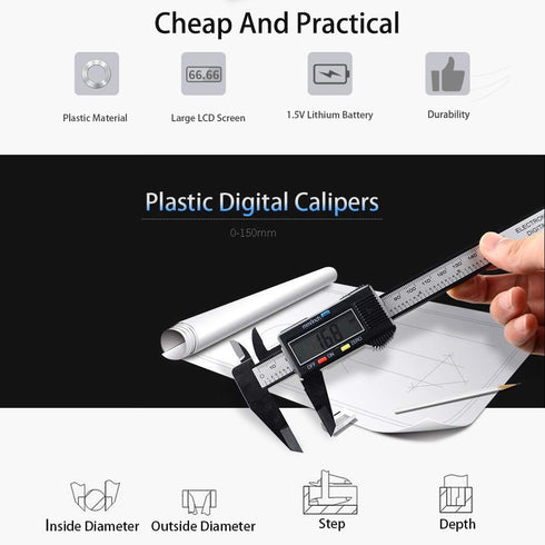 Digital Caliper, PINKJOY 0-6" Calipers Measuring Tool - Electronic Micrometer Caliper with Large LCD Screen, Auto-Off Feature, Inch and Millimeter...