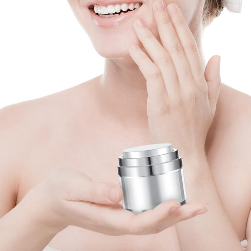 4 Pack Empty Airless Pump Jar Acrylic Airless Cosmetic Container Portable Refillable Travel Size Cream Jar Vacuum Bottle Lotion Jar with Pump Lid ...