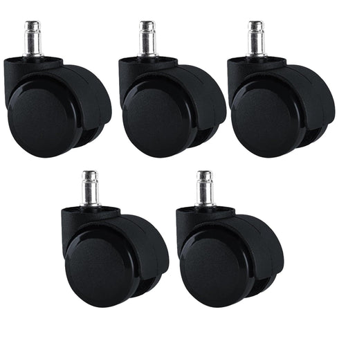 5pcs Chair Wheel, Office Chair Wheel Smooth Heavy Duty Universal Dual Caster Gaming Plastic(Black)...