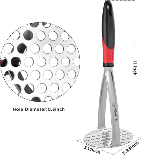 Joyoldelf Heavy Duty Potato Masher, Stainless Steel Integrated Masher Kitchen Tool & Food Masher/Potato Smasher with Non-slip Handle, Perfect for ...