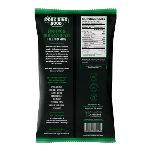 Pork King Good Pork Rinds (Chicharrones) (Onion & Sour Cream, 4 Pack)...