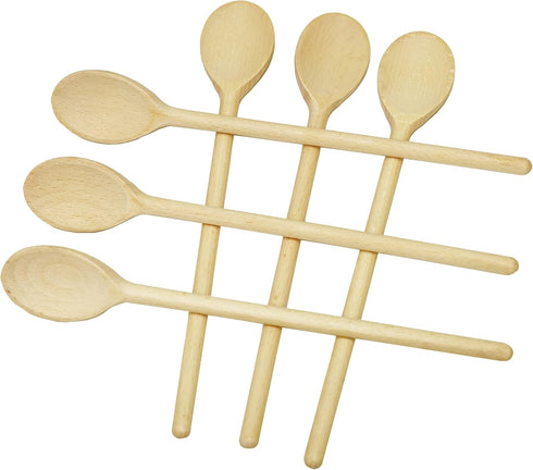 10 Inch Long Wooden Spoon Set by BICB | Natural Beechwood Mixing Spoons for Baking, Cooking & Stirring | Set of 6 Long Wooden Spoons | Cookware Sa...