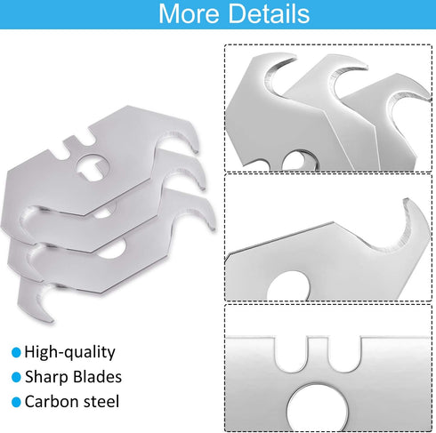 Utility Hook Blades Steel Hook Razor Blades Knife Blades for Roofing and Carpet with Plastic Box (30)...