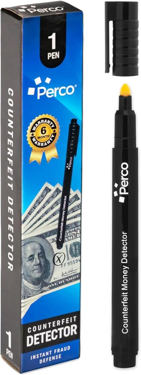 Perco Counterfeit Money Detector Pen - Easy to Use and Reliable Universal Currency Fake Bill Checker for Personal & Commercial Use - Ensures Authe...