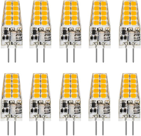 G4 LED Bulb 3W, 12V 20W G4 Halogen Bulb Equivalent, Warm White 3000K, Not Dimmable JC G4 Bi-Pin Base Light Bulb, 10-Pack...