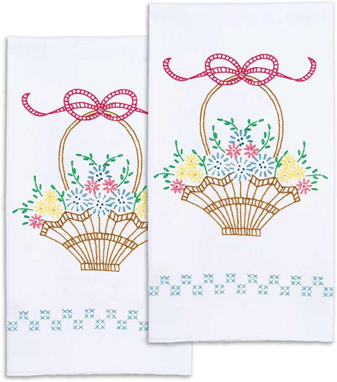 Jack Dempsey Needle Art Basket of Daisies Decorative Hand Towels......