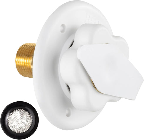 RecPro RV White City Water Fill Inlet Flange Brass with Check Valve | Made in America (No Hose Elbow)...