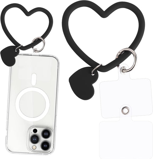 Heart Loop Phone Lanyard, Smart Phone Hand Wrist Lanyard Strap with Key Chain Holder Compatible with Most Smartphones for Cell Phone Case Keys ID ...