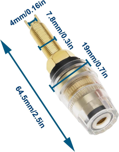 4Pcs Brass Crystal Long M8 Binding Post Heavy Duty Gold Plated Banana Jacks Insulated Binding Post for Speaker Amplifier Terminal Connector...
