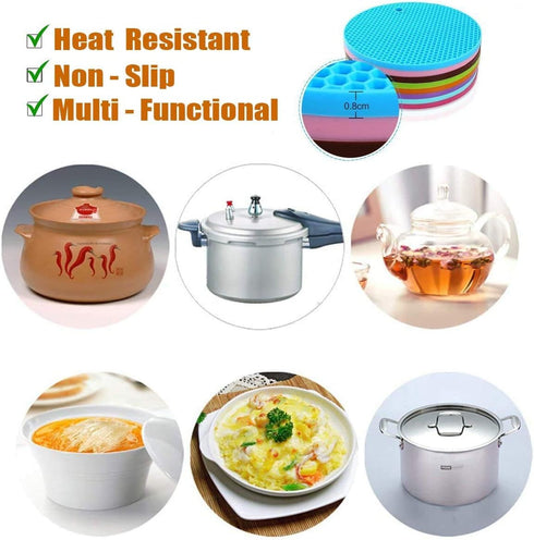 5 Pack Extra Thick Silicone Trivets Heat Resistant Pot Holder and Oven Mitts,Trivets for Hot Dishes,Nonslip Insulation Honeycomb Rubber Hot Pads f...