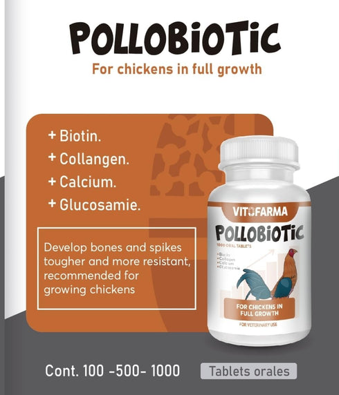 VITOFARMA POLLOBIOTIC - Essential Vitamin Supplement for Optimal Health and Performance in Chickens and Roosters - 100 Tablets...