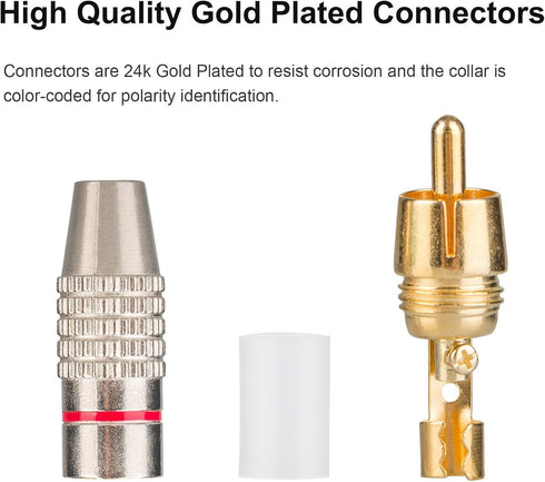 10Pack RCA Male Plug Solder, Gold Audio Video Cable Adapter Connector for Speaker Wire Wall Plate Home Theater Audio Video Receiver Amplifiers and...