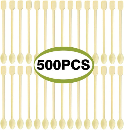 Coffee Spoon 500 PCS Disposable Tiny Coffee Tea Spoon Beige Plastic Stir Cocktail Sticks Mini Tea Stirrer...