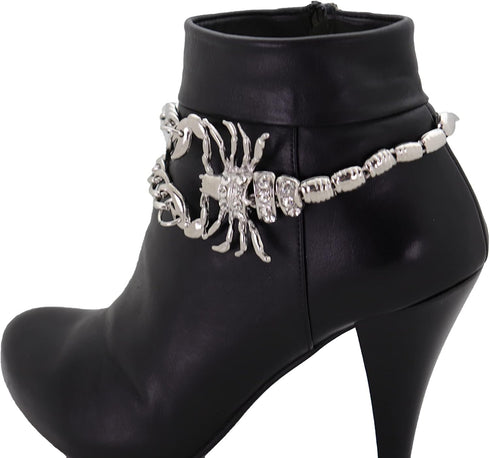 Women Western Fashion Boot Silver Metal Chain Bracelet Shoe Anklet Scorpion Charm Jewelry Accessory...