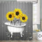 Rustic Farmhouse Shower Curtain - Fabric Yellow and Gray, Farm Floral Flowers Sunflower Shower Curtain Funny Set with Hooks, 72X72 inch...