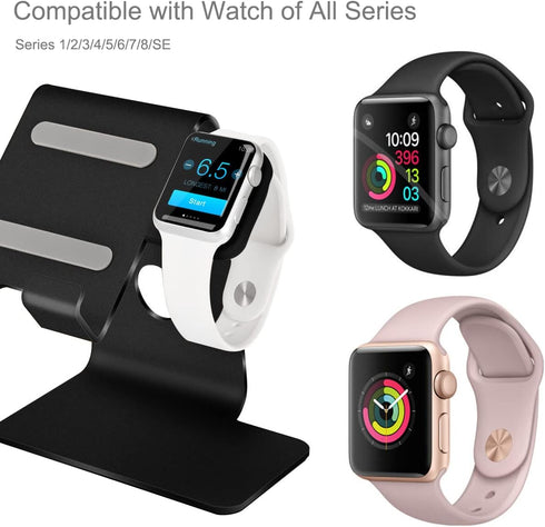 Tranesca 2 in 1 Charging Stand Holder Dock Compatible for Apple Watch Series Ultra2/Ultra/9/8/7/6/5/4/3/2/1/SE (38mm/40mm/41mm/42mm/44mm/45mm/49mm...