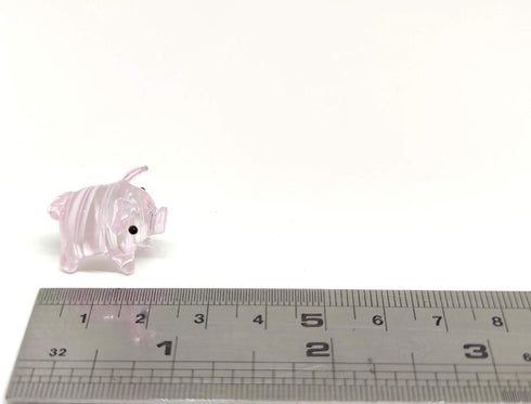 Tiny Pig Miniature Glass Figurine – Handmade Blown Glass Animal – Cute Collectible Pig Sculpture – Fairy Garden Pet Décor Gift (Pink)...