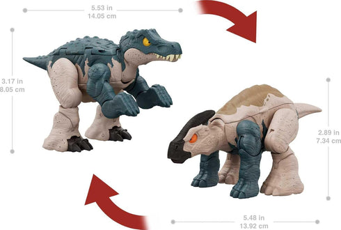 Mattel Jurassic World Fierce Changers 2-in-1 Dinosaur Figure, Double Danger Transforming Toy, Baryonyx to Parasoralophous, 11 Steps...