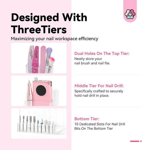 Saviland Nail Drill Holder: Nail Organizers and Storage Nail Tool Organizer Nail desk Organizer for Nail Tech Supplies 10 Holes Nail Bit Holder Ea...