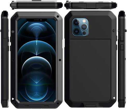 Marrkey for iPhone 12 Mini Case,Full Body Protective Cover Heavy Duty Shockproof Tough Armour Aluminum Alloy Metal Case with Silicone Built-in Scr...