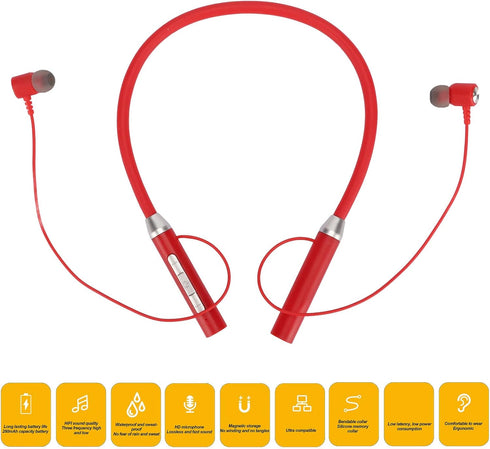 BT 5.2 Neckband Earbuds, Wireless Magnetic Headphones, IPX5 Waterproof Stereo Ergonomic Enhanced Bass Sports Earphone with Multi Functional Button...