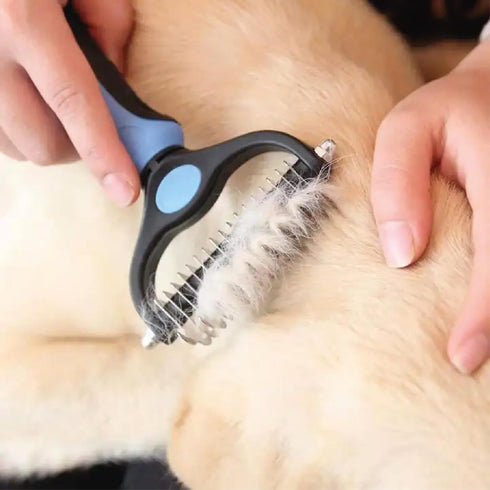 Pet hair remover comb, grooming brush, detangler, hair brush, double-sided blades. Friendly Dog Brush for Shedding & Effective Hair. Shedding Comb...