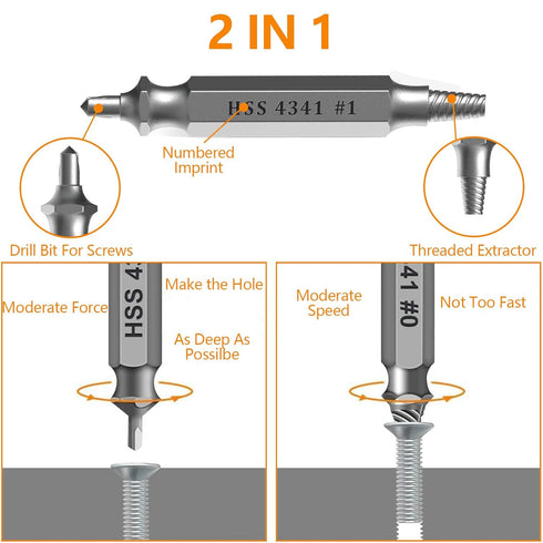 6PC Damaged Screw Extractor Set,Upgrade-Gifts for Men,High Speed Steel for Easy Removal of Rusty & Broken Hardware, Remover for Stripped Head Scre...