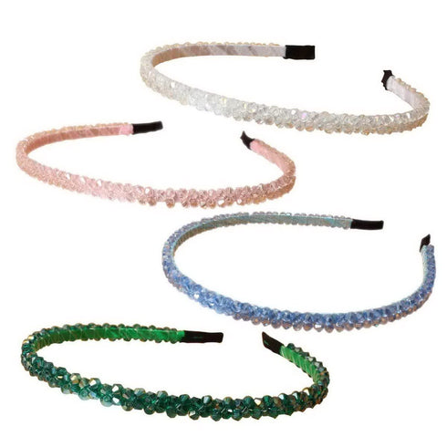 Fashion Super Shiny Women Two Rows Champagne Crystal Beads Headband Girls Headwear Rhinestone Beaded Hair Band Hair Accessories Women's Fashion He...