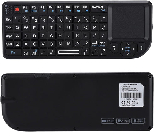 Mini Keyboard, 2.4GHz Keyboard with Touchpad, US Layout, Portable Handheld Rechargeable Keyboard...