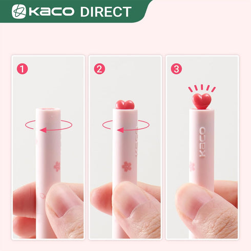 Kaco FIRST Gel Pens Cute Stationery, Pack of 2 Pieces Heart Pen Set with Extra 4 Black Refills (2 Pink)...