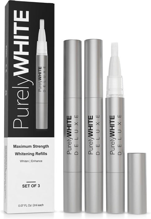 PurelyWHITE DELUXE 3 Pack Teeth Whitening Gel Pen Refills, No Sensitive Teeth Whitener, Great for Sensitive Tooth Whitening, Carbamide Peroxide Te...