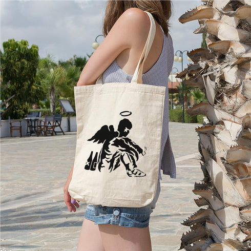 FINGERINSPIRE Banksy Fallen Angel Stencil 11.8x11.8inch Reusable Fallen Angel with Wine Bottles Pattern Painting Template DIY Art Banksy Theme Ste...