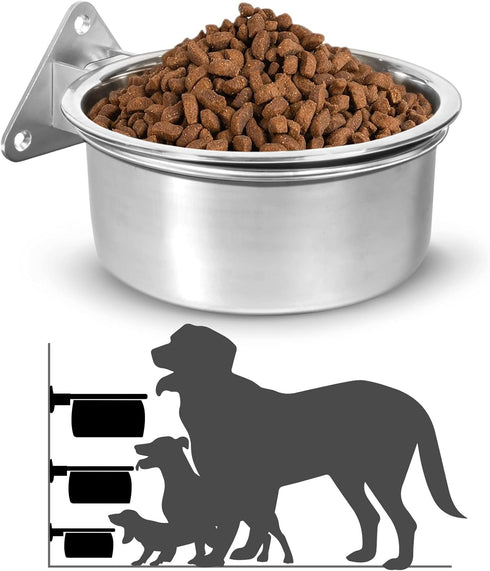 Raised Small Dog Bowls Wall Mount Pet Bowl, Collapsible Elevated Pet Bowl for Dog Cat Chicken Coop - 4 Cups / 1 Quart...