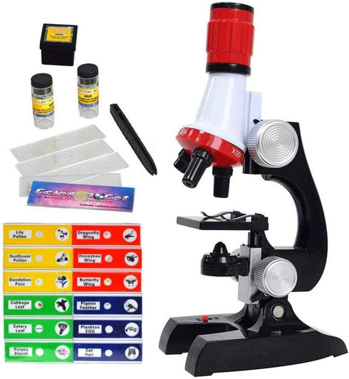 Science Kits for Kids Beginner Microscope with LED 100X 400X and 1200X-Include Sample Prepared Slides (1)...