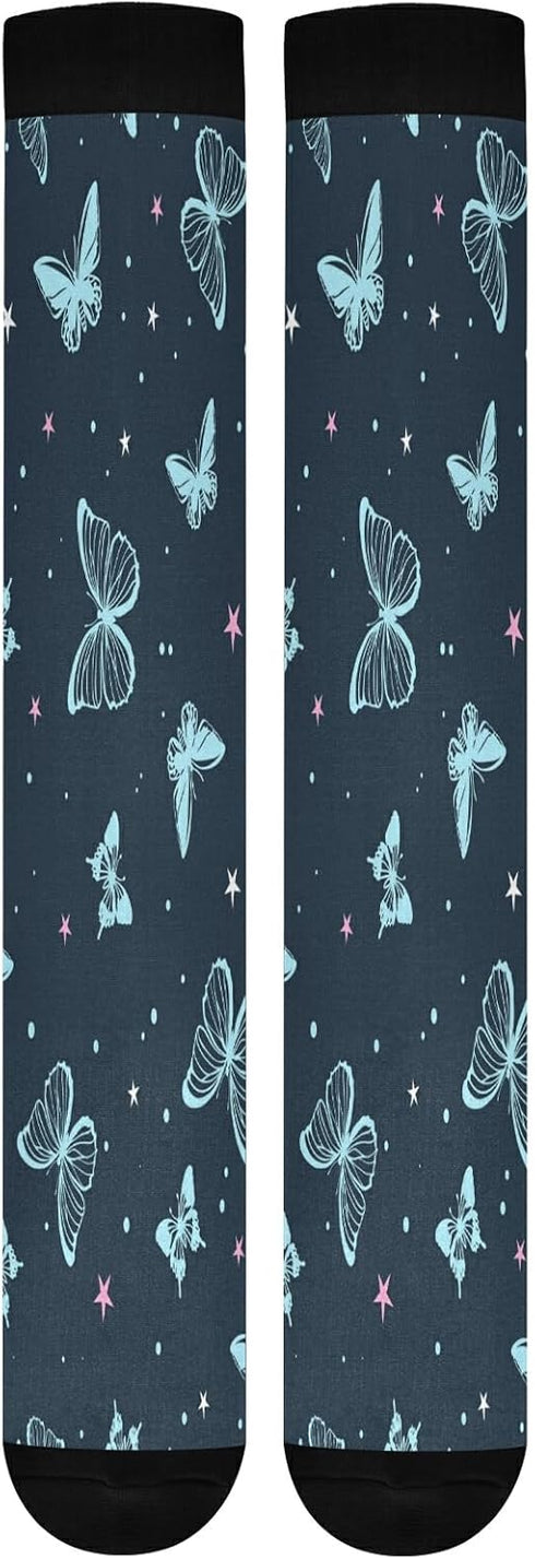 Pretty Butterfly Compression Socks for Women Men,Knee High Stockings for Athletic Sports,Running,Travel (20-30mmHg), C06S20017...