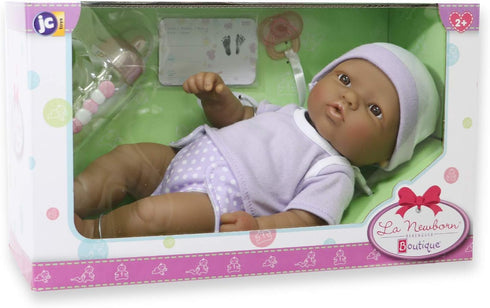 JC Toys - La Newborn Nursery | 7 Piece Baby Doll Gift Set | 12" Life-Like Hispanic Doll with Accessories | Purple | Ages 2+ (18347)...
