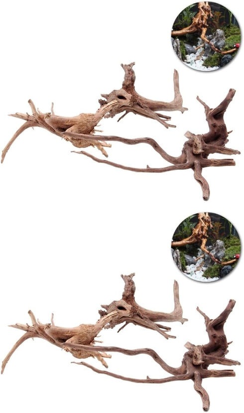 Ipetboom Natural Driftwood for Aquarium - 2pcs Driftwood for Freshwater Aquarium Hamster Water Bottle - Aquarium Decor Spider Wood Freshwater Fish...