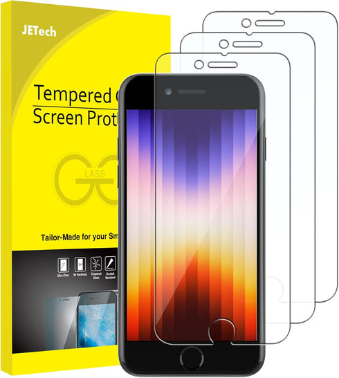 JETech Screen Protector for iPhone SE 3 (2022 3rd Edition) 4.7-Inch, Tempered Glass Film, 3-Pack...
